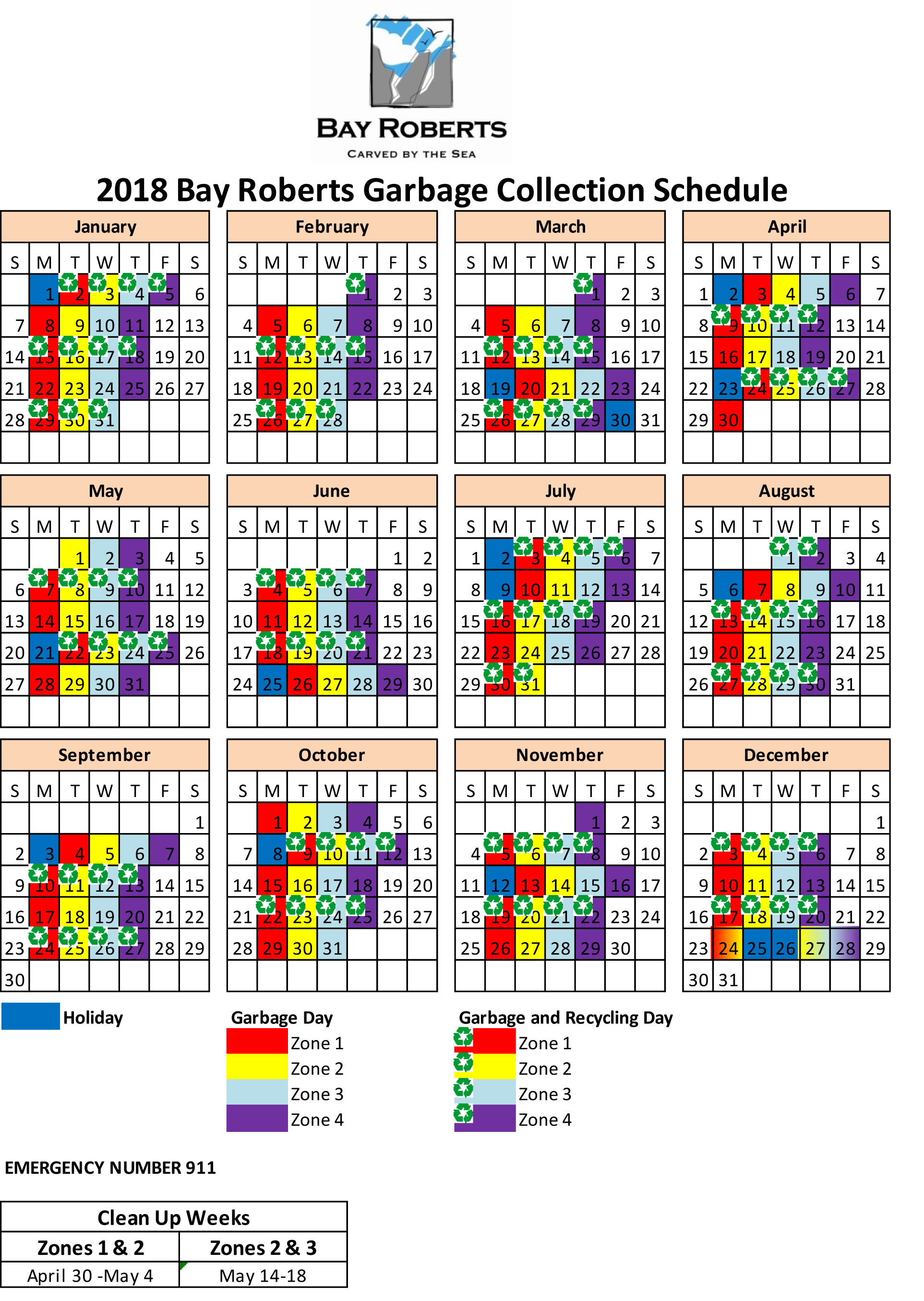 2018 Garbage and Recycling Schedule