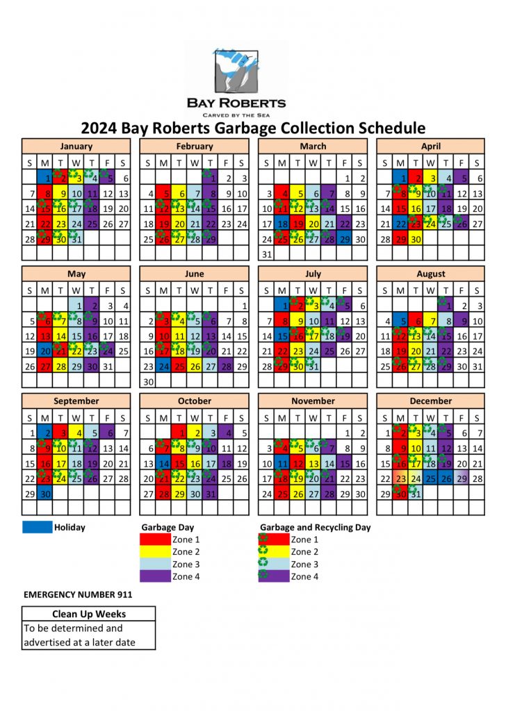 Waste Management/Recycling Schedule Bay Roberts, Newfoundland and